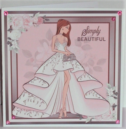 Simply Beautiful 7x7 Quick card 2 RED,BRUNETTE,BLONDE GIRLS by Hazel Underwood