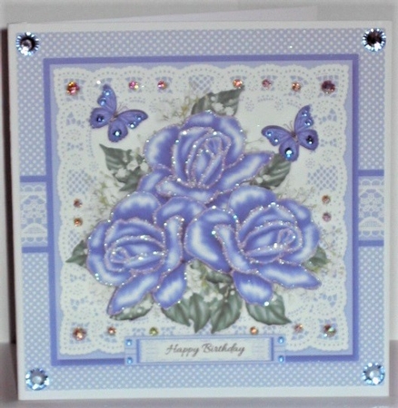 Lovely Blue Roses Birthday Topper by Hazel Underwood