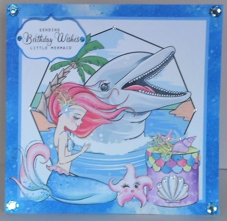 Birthday Wishes Little Mermaid 7x7 quick card by Hazel Underwood