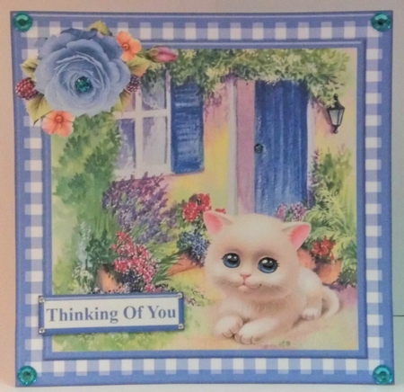 Cute Kitten Scene Gingham Topper & Decoupage by Hazel Underwood