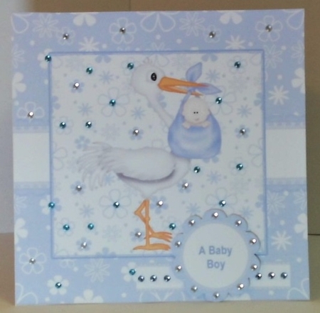 NOT THE STORK THAT BRINGS THE BABY BOY BIRTH CARD FRONT TOPPER by Hazel Underwood