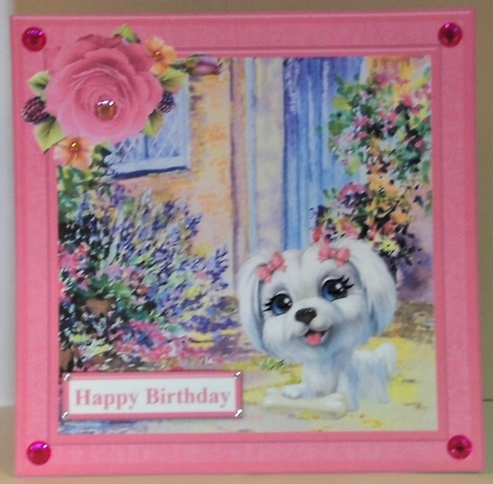 Cute Puppy Scene Topper & Decoupage by Hazel Underwood