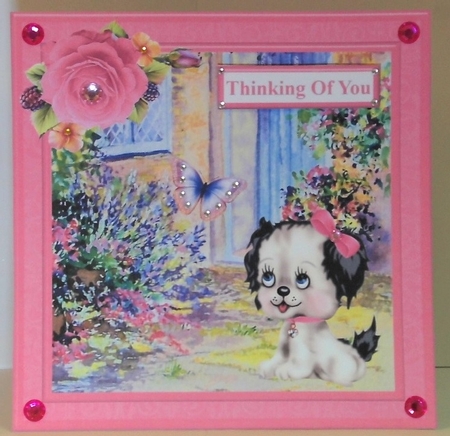 Cute Puppy Scene Topper & Decoupage by Hazel Underwood