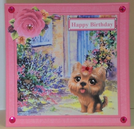 Cute Puppy Scene Topper & Decoupage by Hazel Underwood