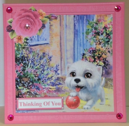 Cute Puppy Scene Topper & Decoupage by Hazel Underwood