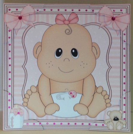 8 x 8 Cute Ethnic New Baby Girl Scalloped Corner Topper  by Hazel Underwood