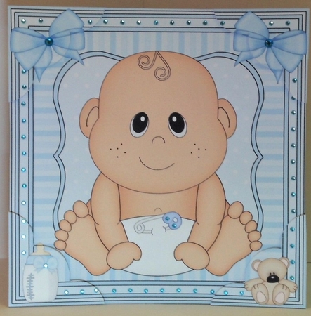 8 x 8 Cute Ethnic New Baby Boy Scalloped Corner Topper  by Hazel Underwood