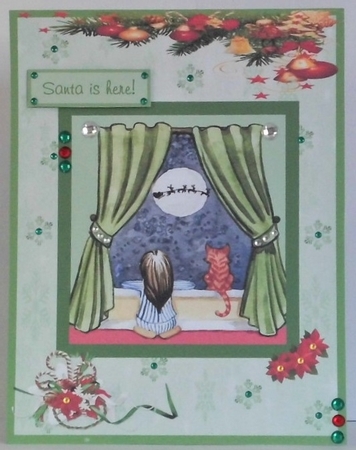 Santa is here Christmas greeting card by Hazel Underwood