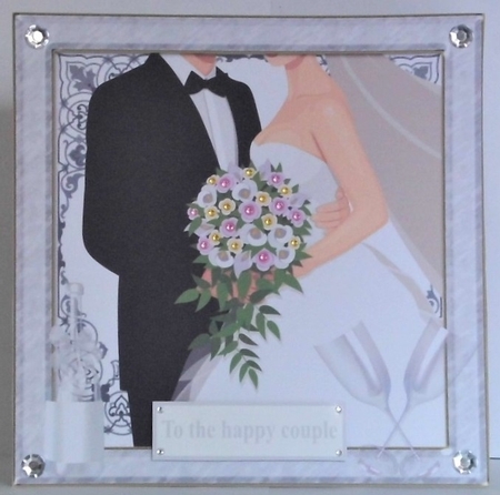 Bride & Groom topper with gift tag Silver by Hazel Underwood
