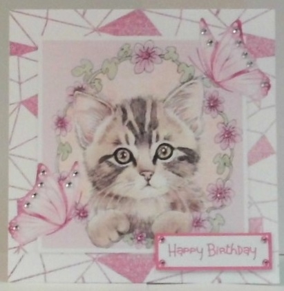 Five Little kittens with flowers & butterflies in abstract 8x8 frames mini kit by Hazel Underwood