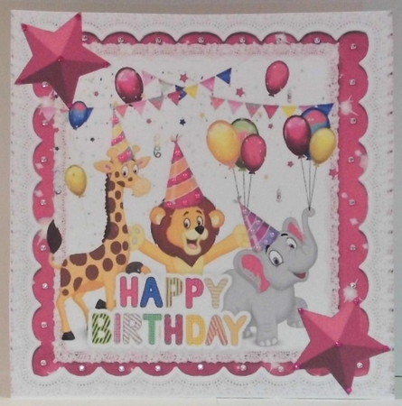  6 Party Animals having fun on a Birthday card fronts  8x8 mini kit by Hazel Underwood