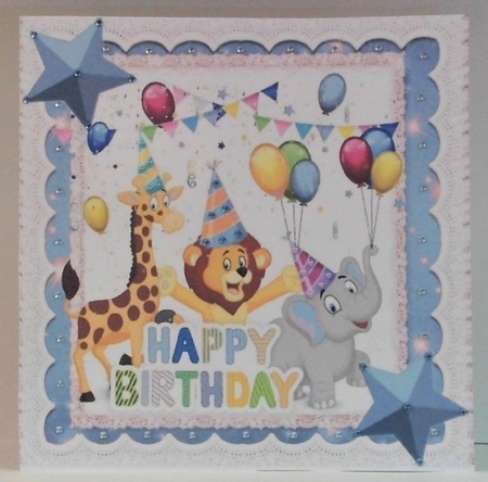  6 Party Animals having fun on a Birthday card fronts  8x8 mini kit by Hazel Underwood
