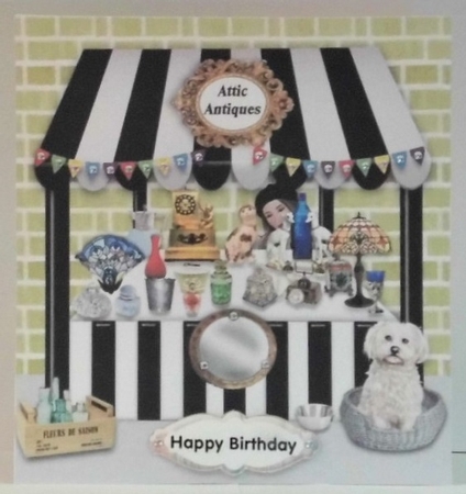 Attic Antiques Market Stall With Dog & Decoupage by Hazel Underwood
