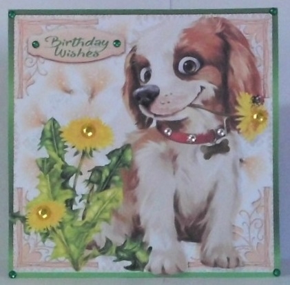 Puppy in the Weeds Card Topper by Hazel Underwood