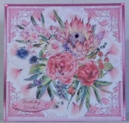 Bouquet on Lace Card Topper by Hazel Underwood