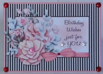 Bouquet & Bows on Black Card Topper by Hazel Underwood