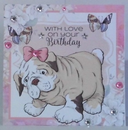 Princess Bulldog 7x7 Quick Card by Hazel Underwood