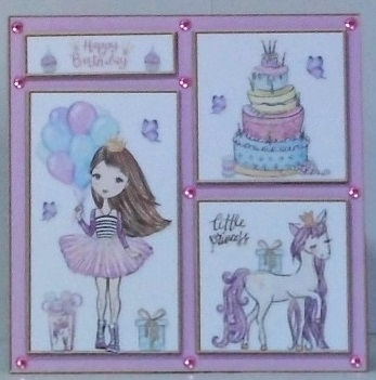 Little princess and unicorn birthday topper (brown hair) by Hazel Underwood