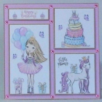 Little princess and unicorn birthday topper (light hair) by Hazel Underwood