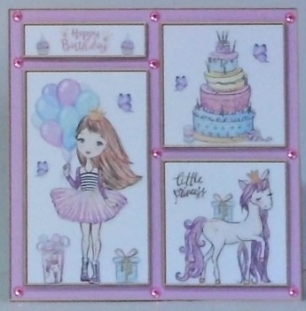 Little princess and unicorn birthday topper (red hair) by Hazel Underwood