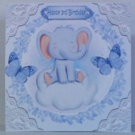  4 sweet little ele on a cloud with  butterflies and lace 8x8 Card fronts Mini Kit by Hazel Underwood