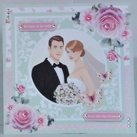 Wedding Couple 8x8 Card Mini Kit & Decoupage - Pink by Hazel Underwood