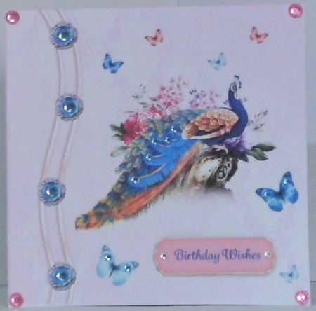 Peacock and Butterflies by Hazel Underwood