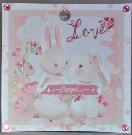 Bunnies in Love Engagement 7x7 Quick Card by Hazel Underwood
