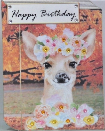 In the woodland pretty water colour deer with flowers folded book by Hazel Underwood