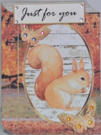 In the woodland pretty water colour squirrel with butterflies folded book by Hazel Underwood