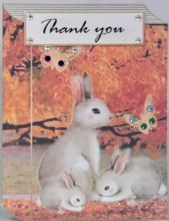 In the woodland pretty water colour bunny family with butterflies folded book by Hazel Underwood