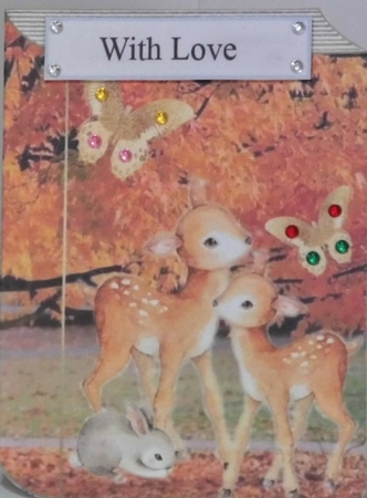In the woodland pretty water colour deers & bunny with butterflies folded book by Hazel Underwood