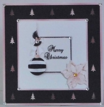 Black & White Christmas Bauble Card Front by Hazel Underwood