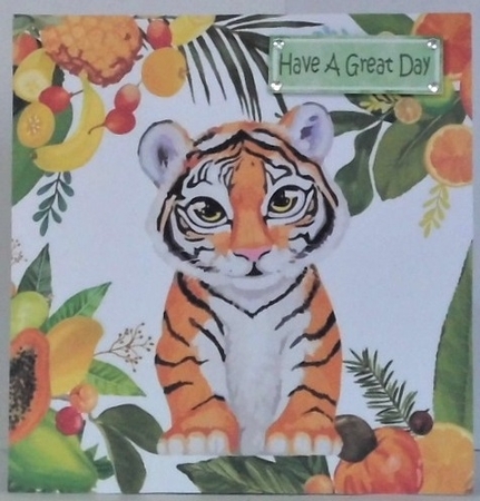  4 Lovely Tropical Fruit Frame with Animals 8x8 Card fronts by Hazel Underwood