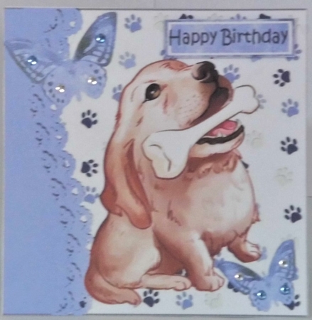 Cute painted dogs  in coloured card fronts and  butterflies 7x7 mini kit by Hazel Underwood