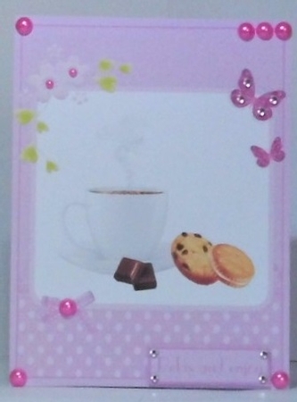 Birthday greeting card with cup of tea by Hazel Underwood