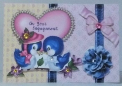 Lovebirds engagement card topper by Hazel Underwood