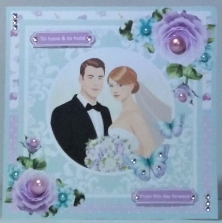 Wedding Couple 8x8 Card Mini Kit & Decoupage - Purple by Hazel Underwood