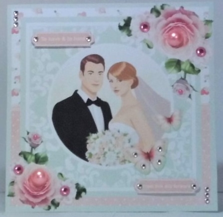 Wedding Couple 8x8 Card Mini Kit & Decoupage - Peach by Hazel Underwood