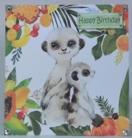 4 Lovely Tropical Animals (Fox) in  Fruit Frame 8x8 card fronts mini kit (SET 3) by Hazel Underwood