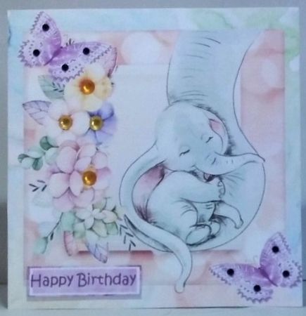 sweet dreams little one mum and baby elephant with flowers 8x8 by Hazel Underwood
