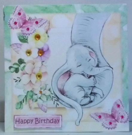 sweet dreams little one mum and baby elephant pink butterflies 8x8 by Hazel Underwood