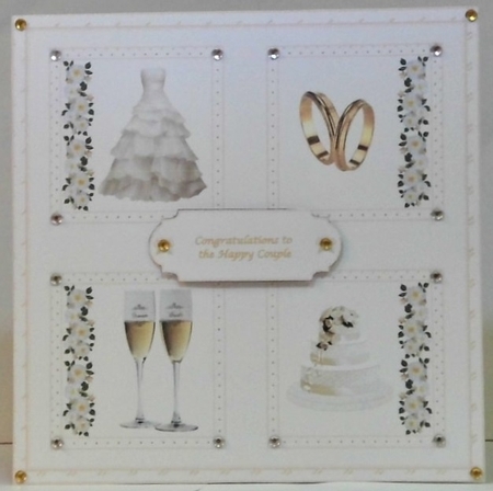Shades of peach 8 x 8 wedding day quick card front by Hazel Underwood