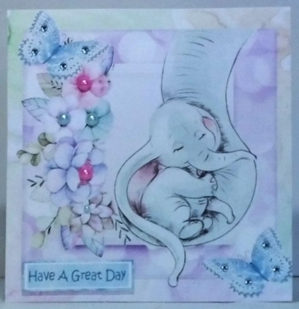  4 sweet dreams mum and baby elephants butterflies card fronts 8x8 mini kit by Hazel Underwood