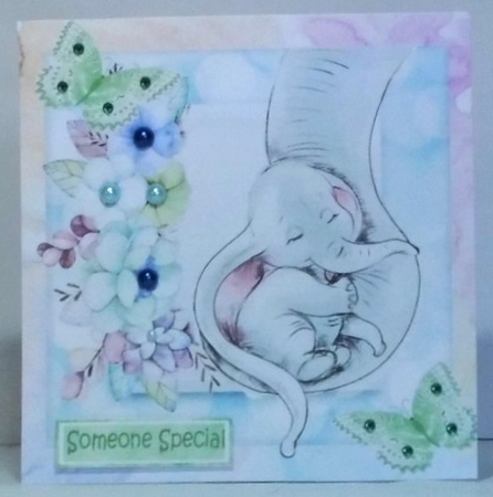  4 sweet dreams mum and baby elephants butterflies card fronts 8x8 mini kit by Hazel Underwood