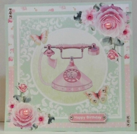 Vintage Telephone Card Mini Kit & Decoupage - Pink by Hazel Underwood