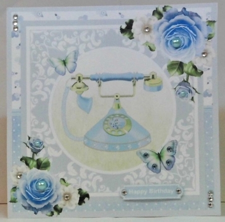 Vintage Telephone Card Mini Kit & Decoupage - Blue by Hazel Underwood