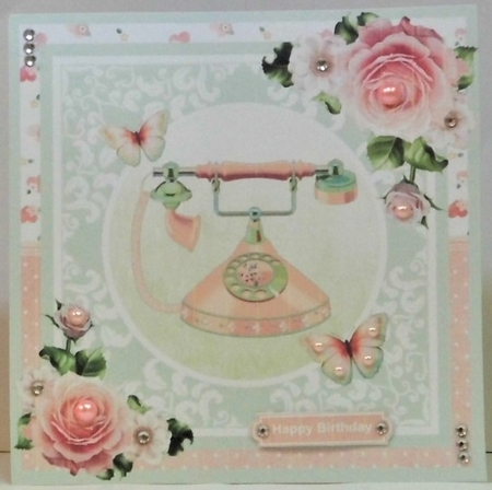 Vintage Telephone Card Mini Kit & Decoupage - Peach  by Hazel Underwood