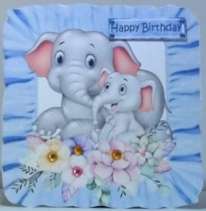 Cute mum and cute baby elephants wih flowers in frill frames 8x8 mini kit by Hazel Underwood