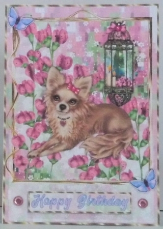 Chihuahua mosaic gold frame quick card by Hazel Underwood